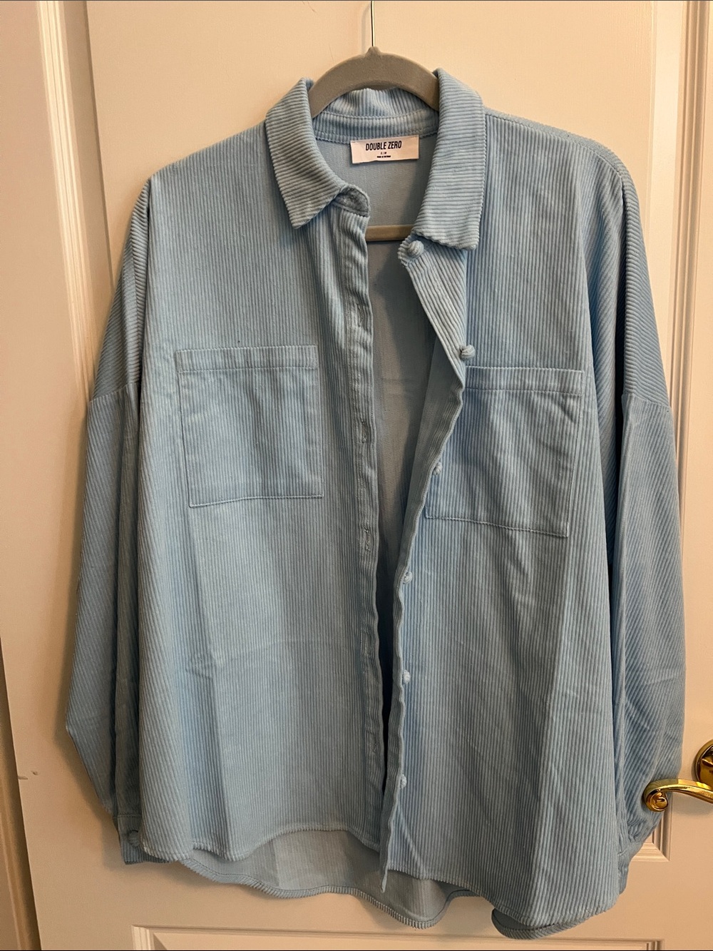 NWOT- Double Zero Pale Blue Corduroy Shirt Jacket